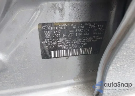 2013 Hyundai Elantra Limited from USA, damaged, VIN KMHDH4AE0DU737849